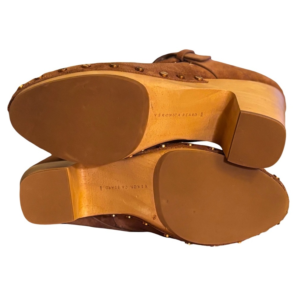 🌰Veronica Beard Dacey Studded Suede Clogs in Pecan, Size 9 - Picture 10 of 11